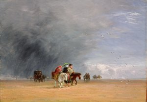 砂を渡る、1848 作： David Cox