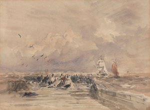 ディエップ桟橋、スティッフ ブリーズ 作： David Cox