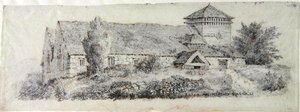 スランフェア教会、北ウェールズ、1813年 作： David Cox