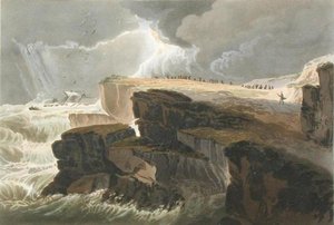 本10嵐からの版、リチャードリーブ（b.1780）、1813-14（手塗りのアクアチント）によって彫刻された風景画の絵画からのヘイスティングスの海岸の眺め 作： David Cox
