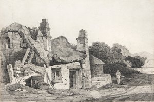 廃墟のコテージ（ドローイング） 作： David Cox