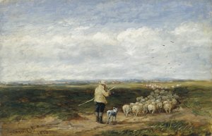 羊飼い、群れの帰還 作： David Cox