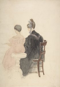 ピアノのレッスン、1800 年から 1859 年。 作： David Cox the elder