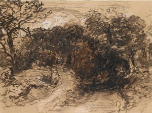 19 世紀、ダービーシャーのハーバーン近くのくぼんだ小道 作： David Cox the elder