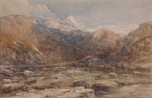 ウェールズの川の風景、カリフォルニア州。 1850年。 作： David Cox the elder