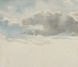 雲の直筆の研究、フェンスの裏によるニワトコの茂みの研究、1820-45。 作： David Cox the elder