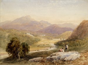 フェスティニオグの谷、メリオネスシャー、19 世紀 作： David Cox the elder