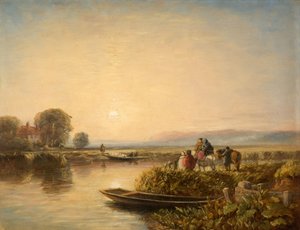 フェリーを待っている - 朝、1851年。 作： David Cox the elder
