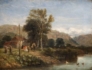 1845年、フェリーを待っています。 作： David Cox the elder