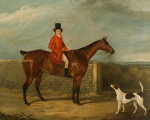 1825年、馬に着席した狩猟用服装のジョンホールケント
