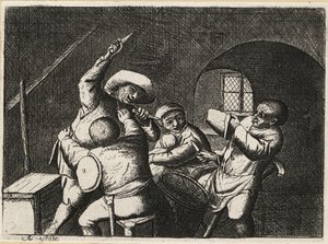 2 本の短剣を持ったオランダの農民が、別のカード プレイヤーを攻撃します。 作： David Deuchar