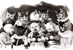 歌う猫の合唱団、20世紀初頭（イラスト） 作： David Ericson