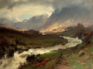 嵐の中の休憩、グレンリヨン、パースシャー、スコットランド、1891-92 作： David Farquharson