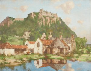 スターリング城の城壁の下 (キャンバスに油彩) 作： David Gauld