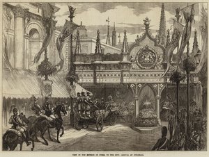 ロシア皇帝の市訪問、ギルドホール到着 作： David Henry Friston