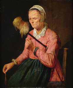 杖を持つ女性 作： David III Ryckaert