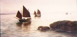 ペンザンスの海岸での釣り 作： David James