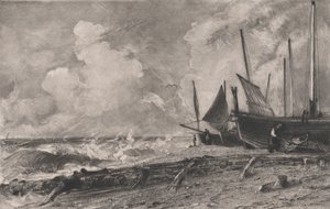 海のビーチ、1830年。 作： David Lucas