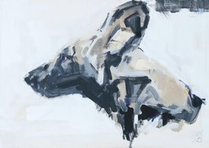 アフリカン・ワイルドドッグの肖像、2022年（アクリル、パネル） 作： David Mayer