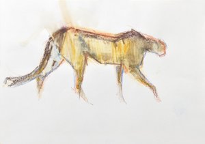 チーター、2020年（紙にクレヨンと水彩） 作： David Mayer