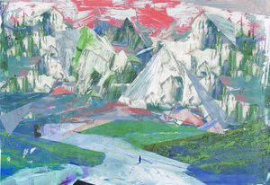 Sawtooth II』2017年、ウッドパネルにミクストメディア 作： David McConochie
