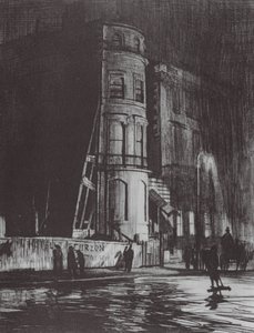 ロンドンピカデリーの夜、サヴィル・クラブ（カラーリトグラフ） 作： David Muirhead (after) Bone
