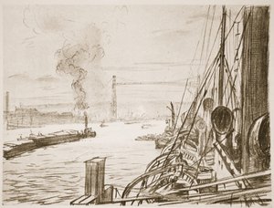 基地の病院船、『西部戦線』（カントリー・ライフ社刊）の挿絵。 作： David Muirhead Bone