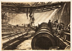 移動する重砲筒（「西部戦線」（カントリー・ライフ社刊）からのイラスト 作： David Muirhead Bone
