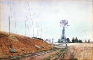 ピカルディの道端の牧草地、1887年頃（紙にグワッシュ） 作： David Murray