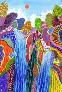 Floating World 24, 2023（紙にアクリル、オイルパステル） 作： David Newton