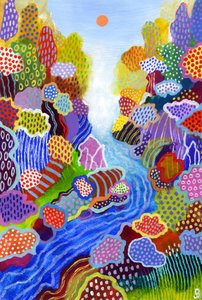 Floating World 3, 2023（紙にアクリル、オイルパステル） 作： David Newton