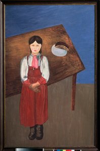 アニスカ。 (テーブルの前にいる憂鬱な少女の肖像)。 David Petrovich Sterenberg（1881-1948）による絵画、キャンバスに油彩 作： David Petrovich Sterenberg
