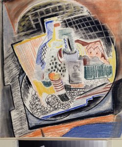 キュービストの静物 - David Petrovich Sterenberg (1881-1948) の作品、紙にパステル 作： David Petrovich Sterenberg