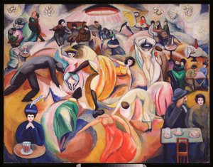 Un cabaret a Paris (パリのナイトクラブ) - Oeuvre de David Petrovich Sterenberg (1881-1948)、キャンバスに油彩 作： David Petrovich Sterenberg