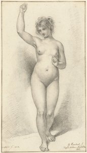 立っている女性の裸体、右腕を上げた状態 作： David Pièrre Giottino Humbert de Superville