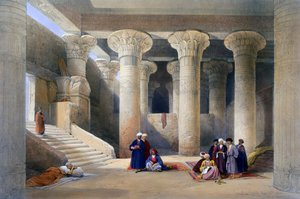 「上エジプト、エスナの神殿の内部」、1838 年 作： David Roberts, Louis Haghe