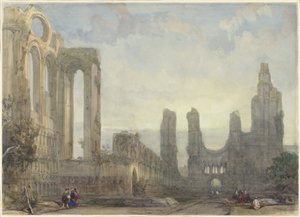 夜のアバーブロスウィック修道院の遺跡 作： David Roberts