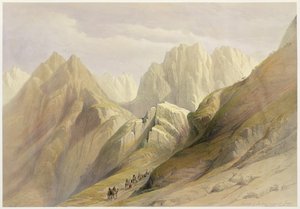 1839年2月18日、シナイ低地の上昇、「聖地」のボリュームIIIのプレート114。ルイ・ハゲ（1806-85）パブによって彫刻されています。 1849 作： David Roberts