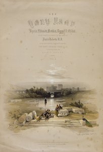 1839年5月7日、噴水からのバールベック、「聖地」の第2巻のタイトルページ。 1843 作： David Roberts