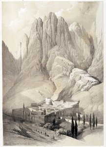 聖カタリナ修道院、1839年2月19日に描かれたもので、1849年にロンドンで出版された "The Holy Land "に掲載されています。 作： David Roberts