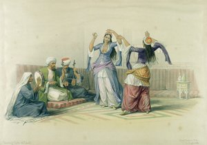 カイロで踊る少女、「エジプトとヌビア」から、ルイ・ハゲ（1806-85）によって彫刻 作： David Roberts