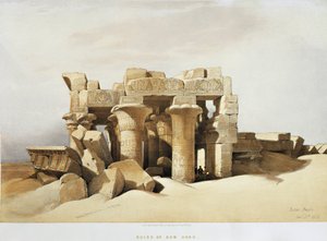 エジプト、ソベックとホルスに捧げられたコムオンボ神殿の遺跡、デビッド・ロバーツ作、エングレービング 作： David Roberts