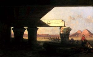 ピラミッドを遠景にしたエジプトの風景 作： David Roberts