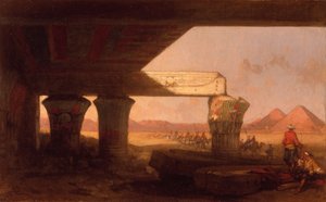 ピラミッドを遠望するエジプトの風景 作： デビッド・ロバーツ