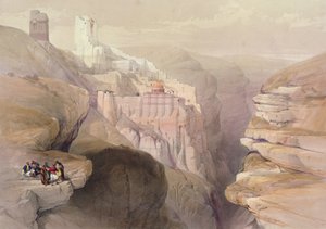 1842年にロンドンで出版されたルイ・ハゲ（1806-85）によって彫刻された「聖地」のボリュームIIからのエンセディ 作： David Roberts
