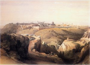 聖地にて：エルサレム、ベタニアへの道から（エングレーヴィング） 作： David Roberts