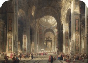 セントピーターズのインテリア、ローマ、1862 作： David Roberts