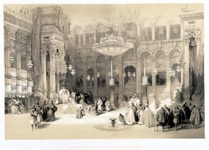 クリークの聖墳墓教会の内部 1839年11月04日に描かれた絵 「The Holy Land」、ロンドン 1849年 作： David Roberts