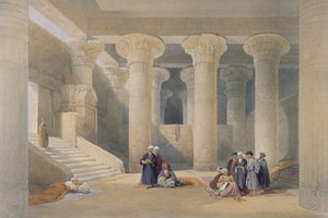 1838年にロンドンで出版されたルイ・ハゲによって彫刻された「エジプトとヌビア」の上部エジプト、エスナの神殿の内部（カラーリソ）