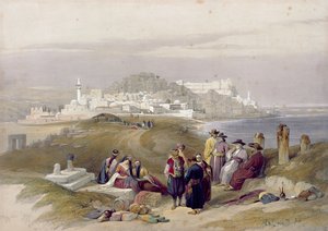 ヤッファ、古代ジョッパ、1839年4月16日、ルイ・ハゲ（1806-85）パブによって彫刻された「聖地」のボリュームIIのプレート61。 1843